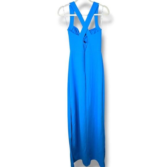 Lulus NWOT Glamorous Dedication Blue Sleeveless Column Crepe Maxi Dress Medium - Picture 8 of 10